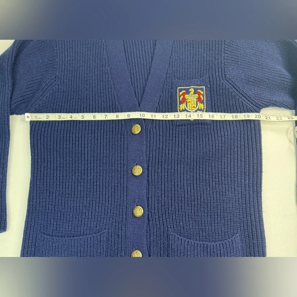 100% Merino Wool Vintage Liz Knit School Sweater Cardigan Womens Small Petite